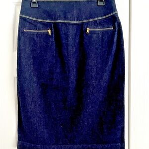 LRL Lauren Jeans Co Denim Below Knee Pencil Skirt size 6 w/Gold Zippers